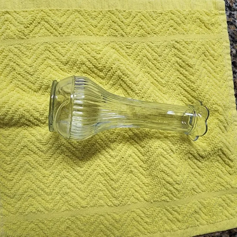 Vintage 6 inch clear bud vase ribbed glass Randall brand